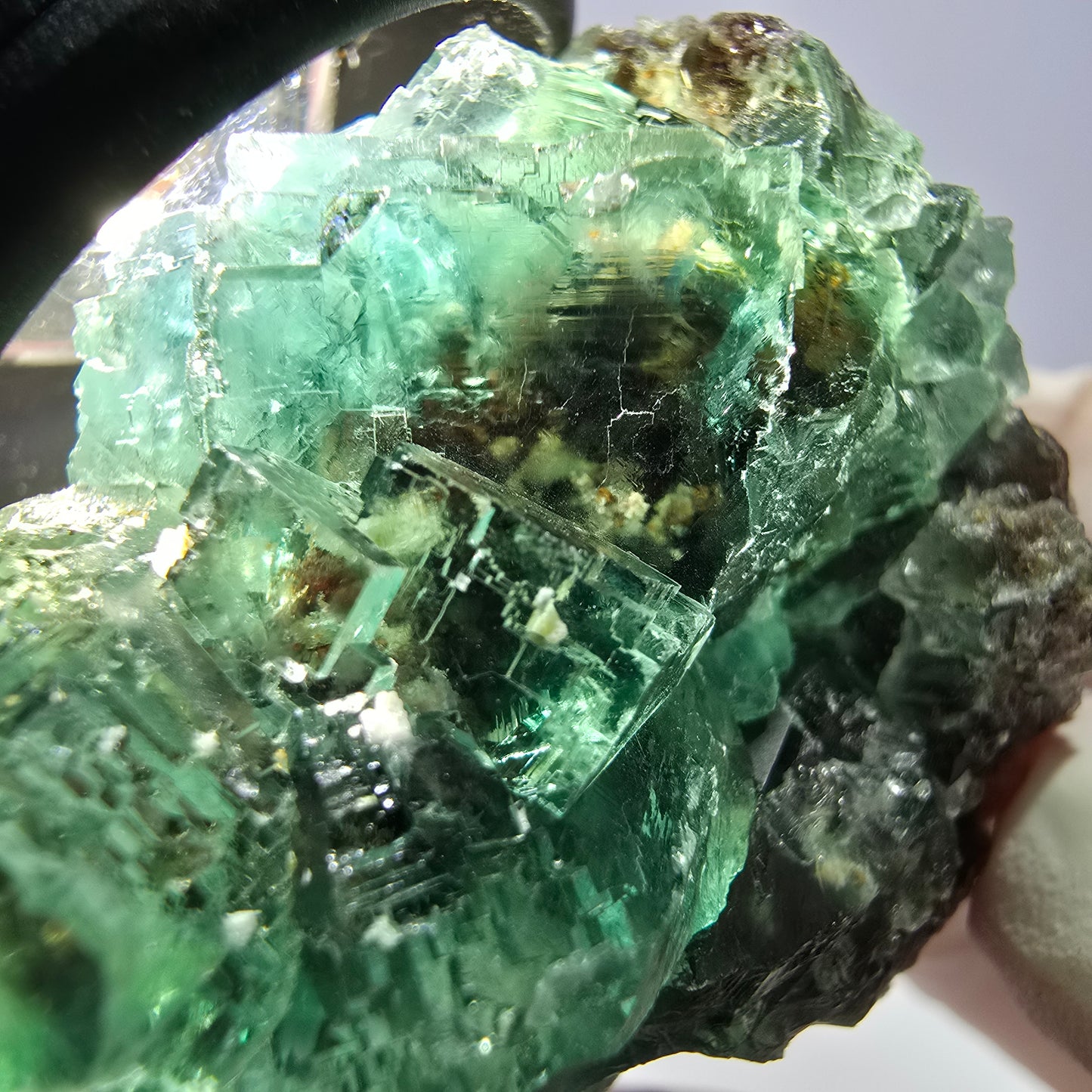 Spécimen de cube de fluorite fantôme, vert parqueté Okorusu, Namibie 42*37*33mm 