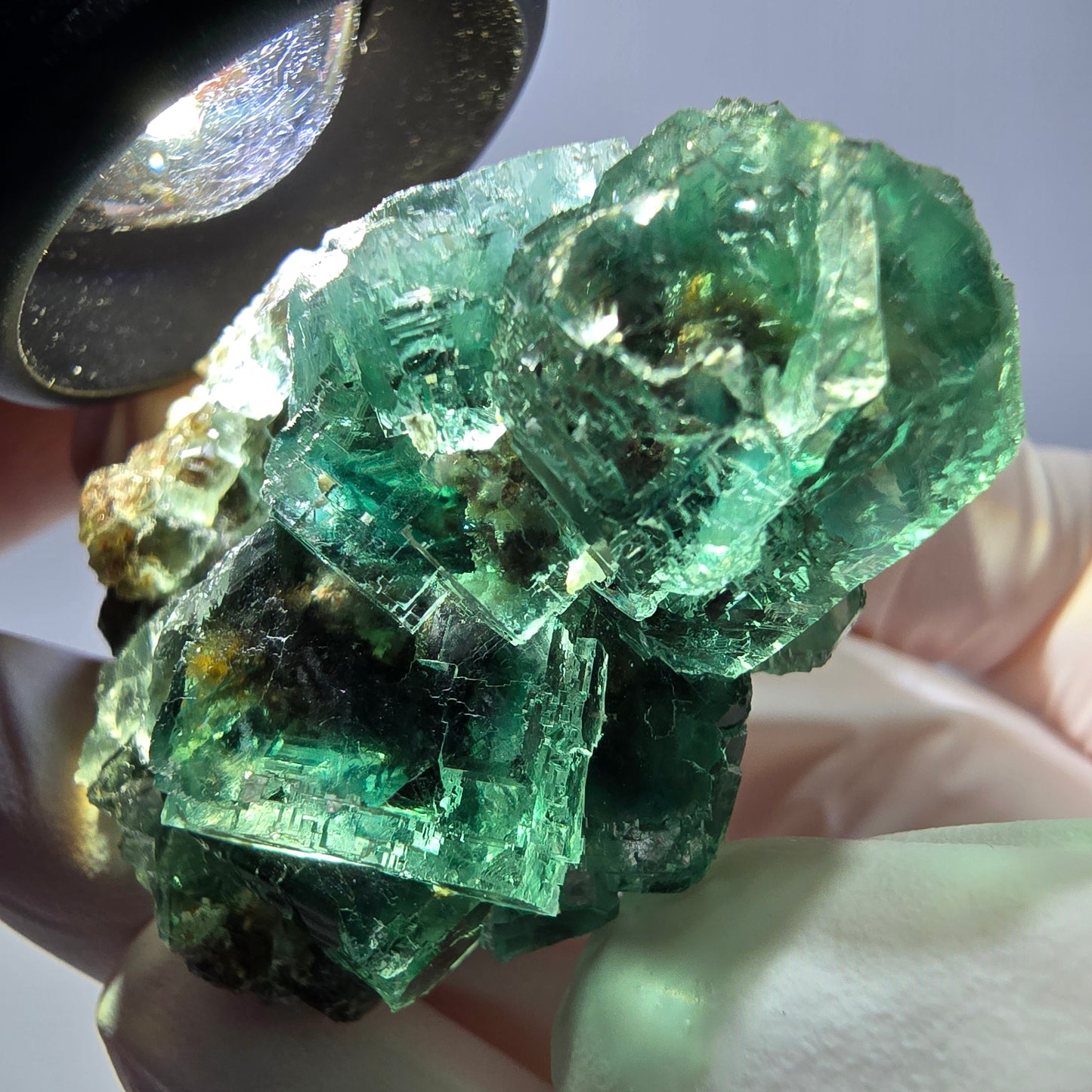 Spécimen de cube de fluorite fantôme, vert parqueté Okorusu, Namibie 42*37*33mm 