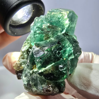 Spécimen de cube de fluorite fantôme, vert parqueté Okorusu, Namibie 42*37*33mm 