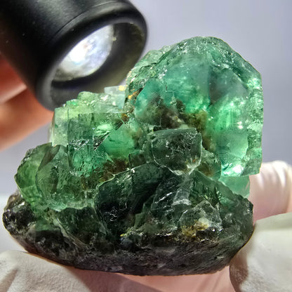 Spécimen de cube de fluorite fantôme, vert parqueté Okorusu, Namibie 42*37*33mm 