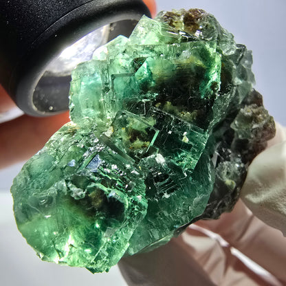 Spécimen de cube de fluorite fantôme, vert parqueté Okorusu, Namibie 42*37*33mm 