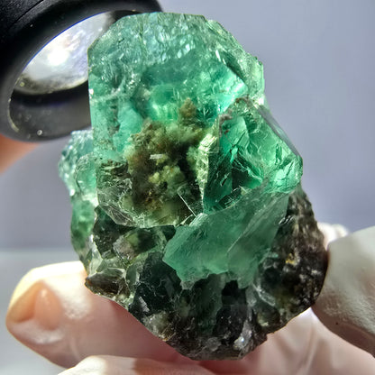 Spécimen de cube de fluorite fantôme, vert parqueté Okorusu, Namibie 42*37*33mm 