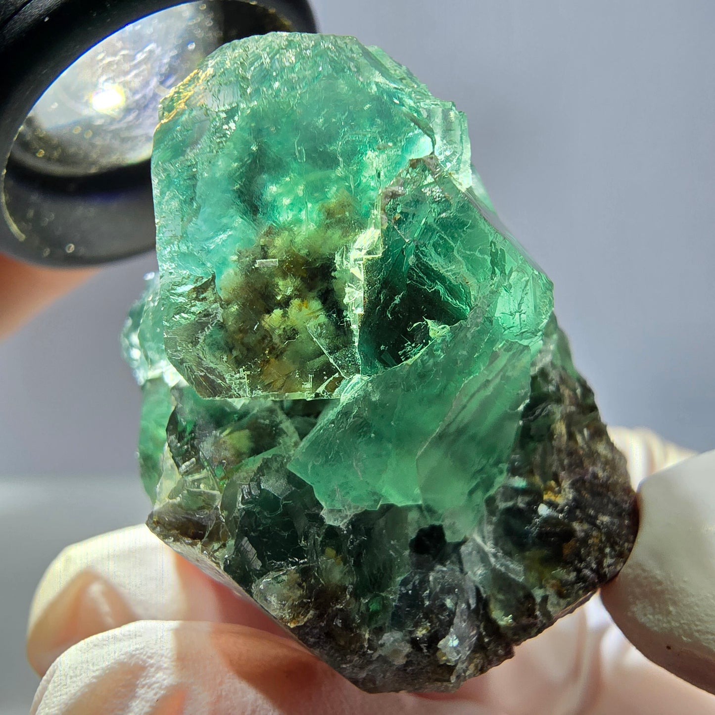 Spécimen de cube de fluorite fantôme, vert parqueté Okorusu, Namibie 42*37*33mm 
