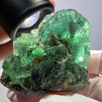 Spécimen de cube de fluorite fantôme, vert parqueté Okorusu, Namibie 42*37*33mm 