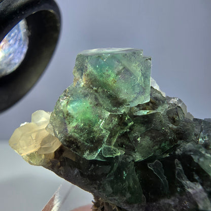 Seltene Phantom Fluorit Würfel, Quarz Stufe, grün Okorusu, Namibia 41*20*20mm