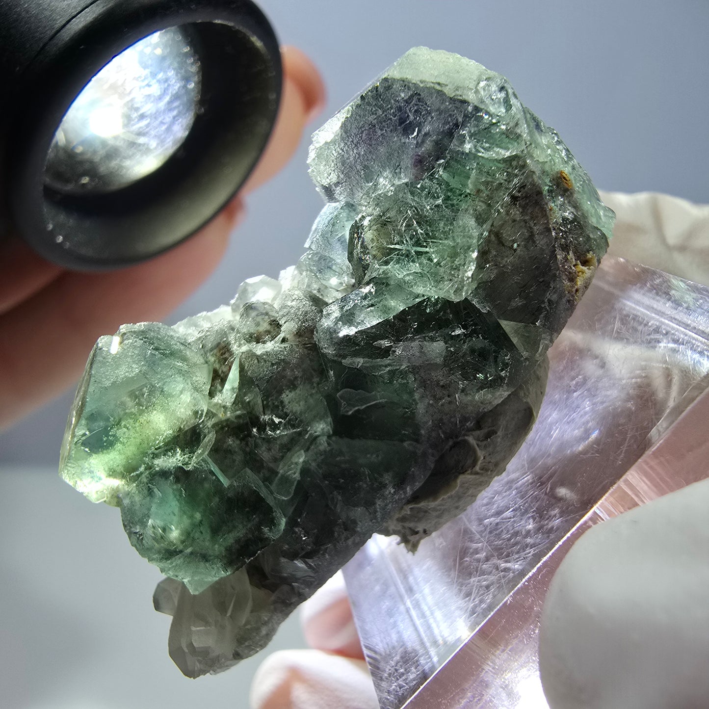Seltene Phantom Fluorit Würfel, Quarz Stufe, grün Okorusu, Namibia 41*20*20mm