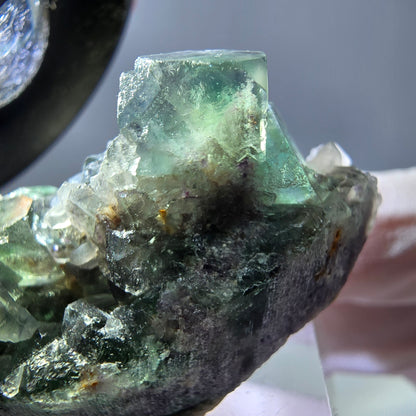 Seltene Phantom Fluorit Würfel, Quarz Stufe, grün Okorusu, Namibia 41*20*20mm