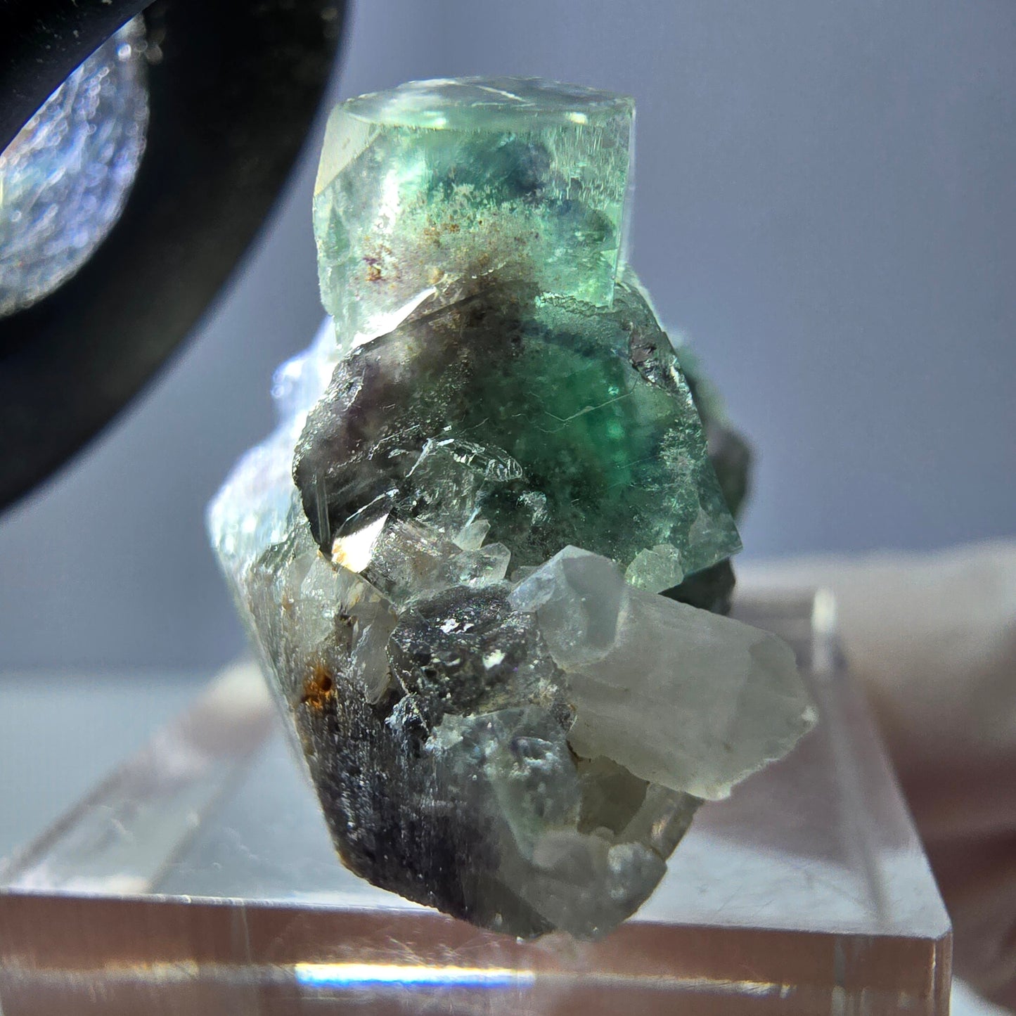Seltene Phantom Fluorit Würfel, Quarz Stufe, grün Okorusu, Namibia 41*20*20mm