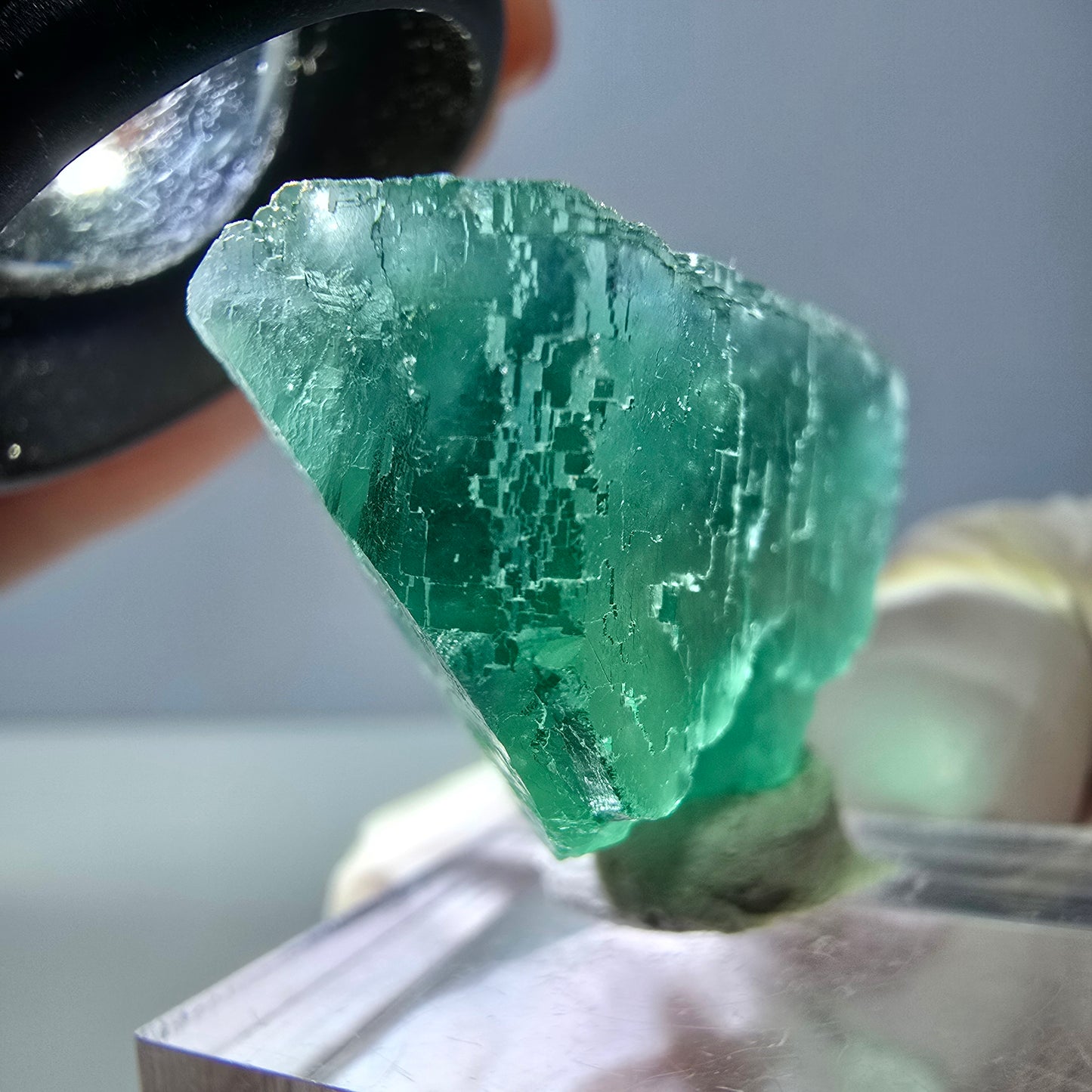 Spécimen de cube de fluorite fantôme, vert parqueté Okorusu, Namibie 34*24*17mm 