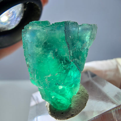 Spécimen de cube de fluorite fantôme, vert parqueté Okorusu, Namibie 34*24*17mm 