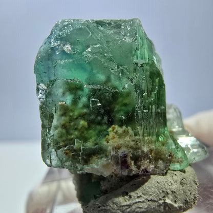 Spécimen de cube de fluorite fantôme, vert parqueté Okorusu, Namibie 22*20*19mm 