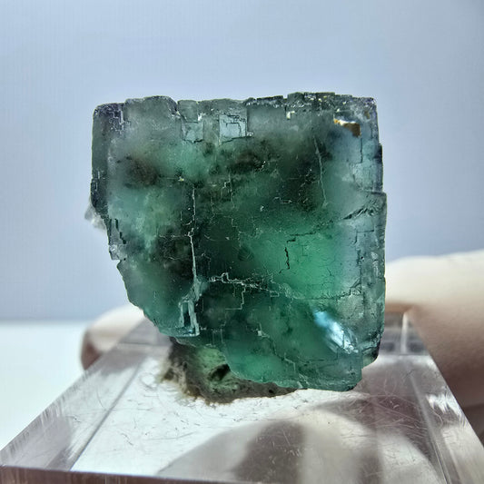 Spécimen de cube de fluorite fantôme, vert parqueté Okorusu, Namibie 25*20*19mm 