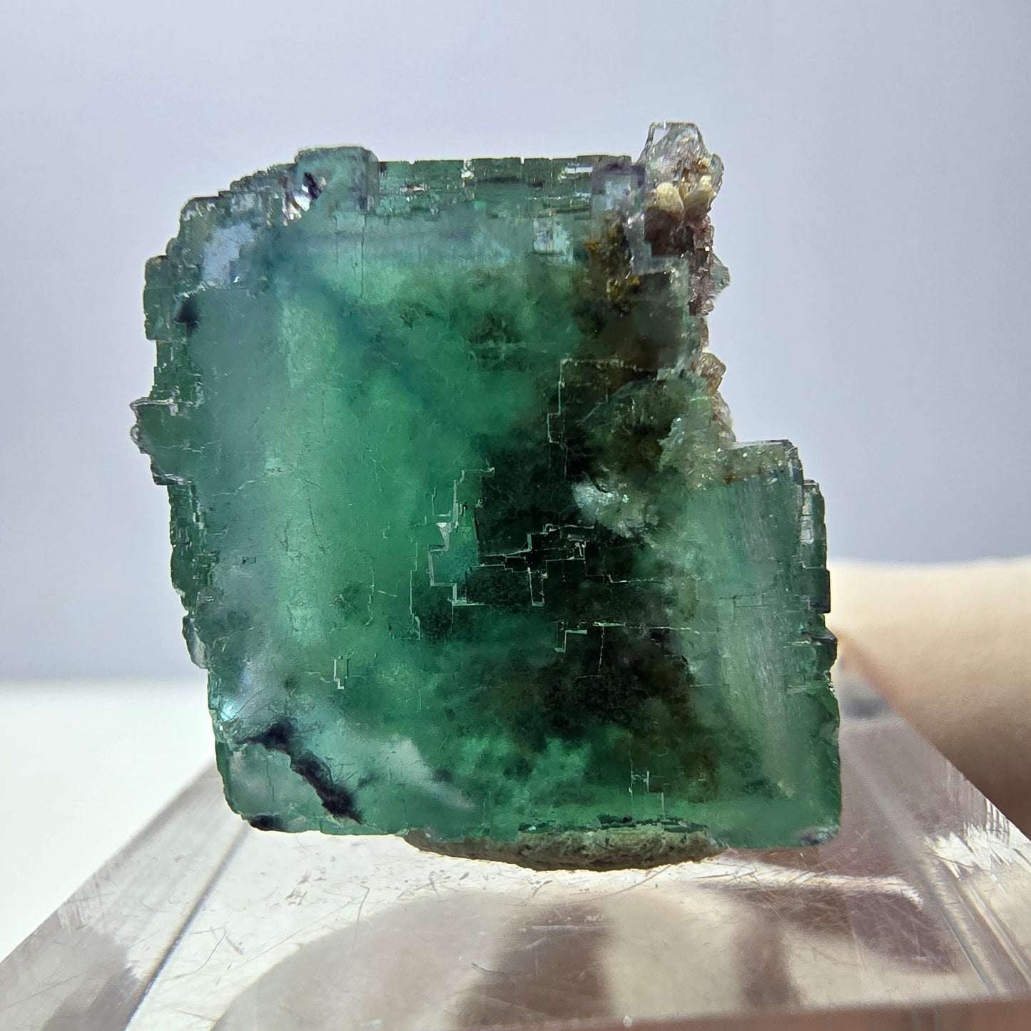 Spécimen de cube de fluorite fantôme, vert parqueté Okorusu, Namibie 25*20*19mm 
