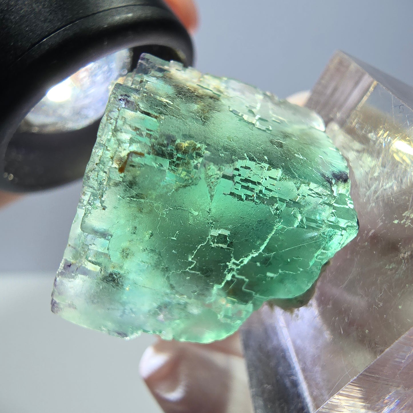Spécimen de cube de fluorite fantôme, vert parqueté Okorusu, Namibie 25*20*19mm 