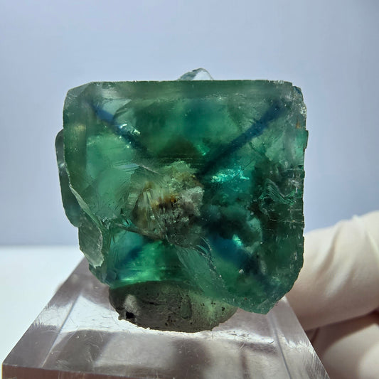 Spécimen de cube de fluorite fantôme, vert parqueté Okorusu, Namibie 30*29*24mm 