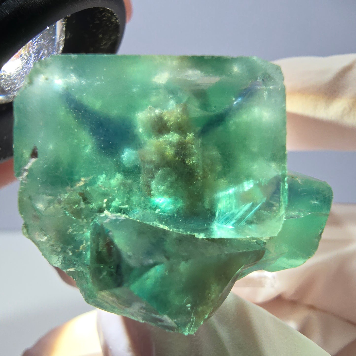 Spécimen de cube de fluorite fantôme, vert parqueté Okorusu, Namibie 30*29*24mm 