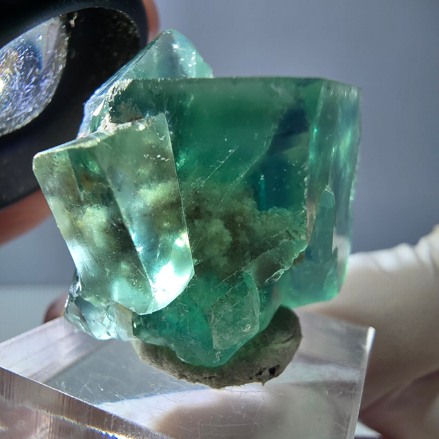 Spécimen de cube de fluorite fantôme, vert parqueté Okorusu, Namibie 30*29*24mm 