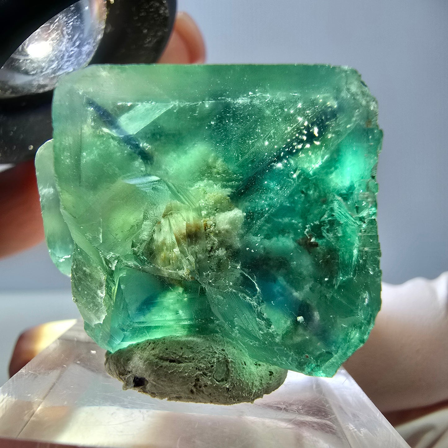 Spécimen de cube de fluorite fantôme, vert parqueté Okorusu, Namibie 30*29*24mm 