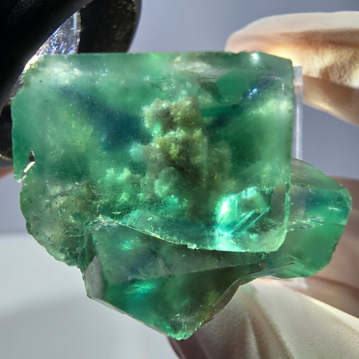 Spécimen de cube de fluorite fantôme, vert parqueté Okorusu, Namibie 30*29*24mm 