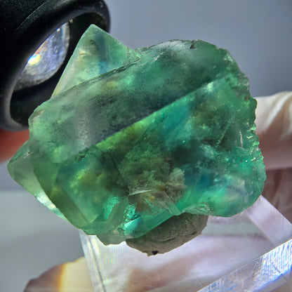 Spécimen de cube de fluorite fantôme, vert parqueté Okorusu, Namibie 30*29*24mm 
