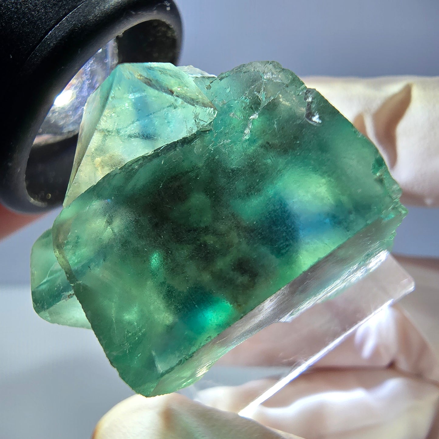 Spécimen de cube de fluorite fantôme, vert parqueté Okorusu, Namibie 30*29*24mm 