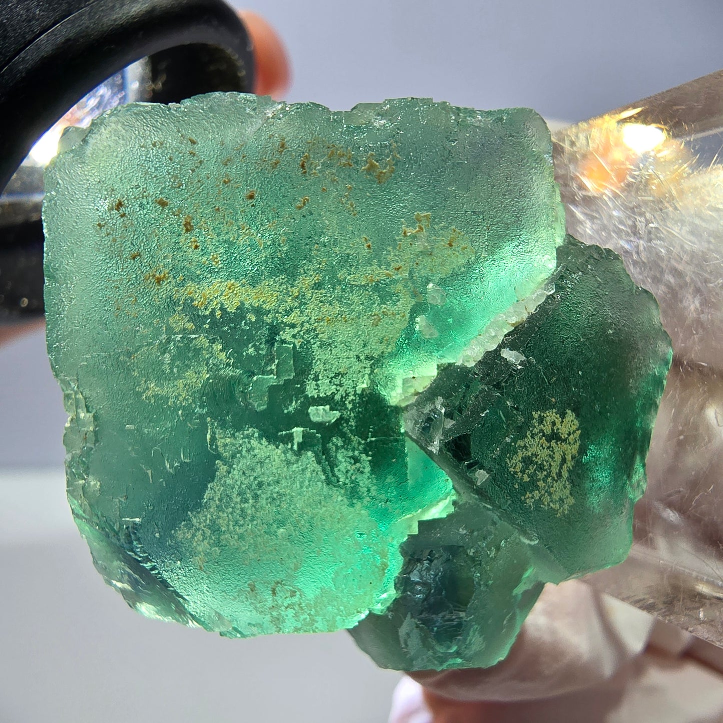 Spécimen de cube de fluorite fantôme, vert parqueté Okorusu, Namibie 32*32*24mm 