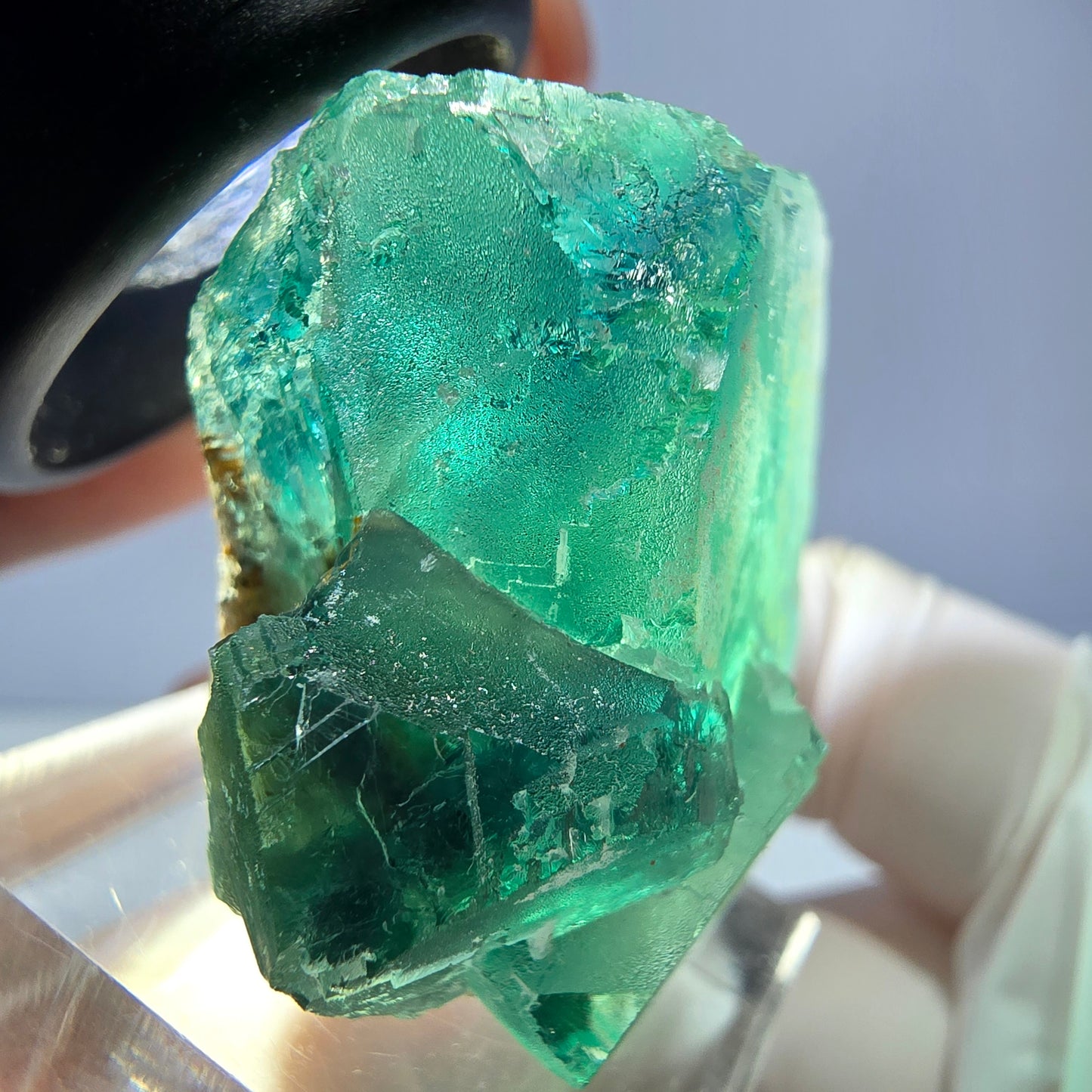 Spécimen de cube de fluorite fantôme, vert parqueté Okorusu, Namibie 32*32*24mm 