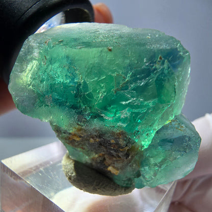 Spécimen de cube de fluorite fantôme, vert parqueté Okorusu, Namibie 32*32*24mm 