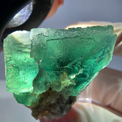 Spécimen de cube de fluorite fantôme, vert parqueté Okorusu, Namibie 34*34*30mm 