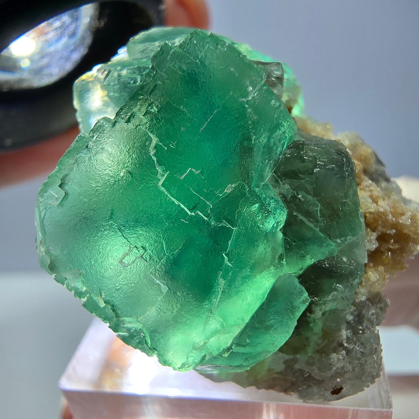 Spécimen de cube de fluorite fantôme, vert parqueté Okorusu, Namibie 34*34*30mm 