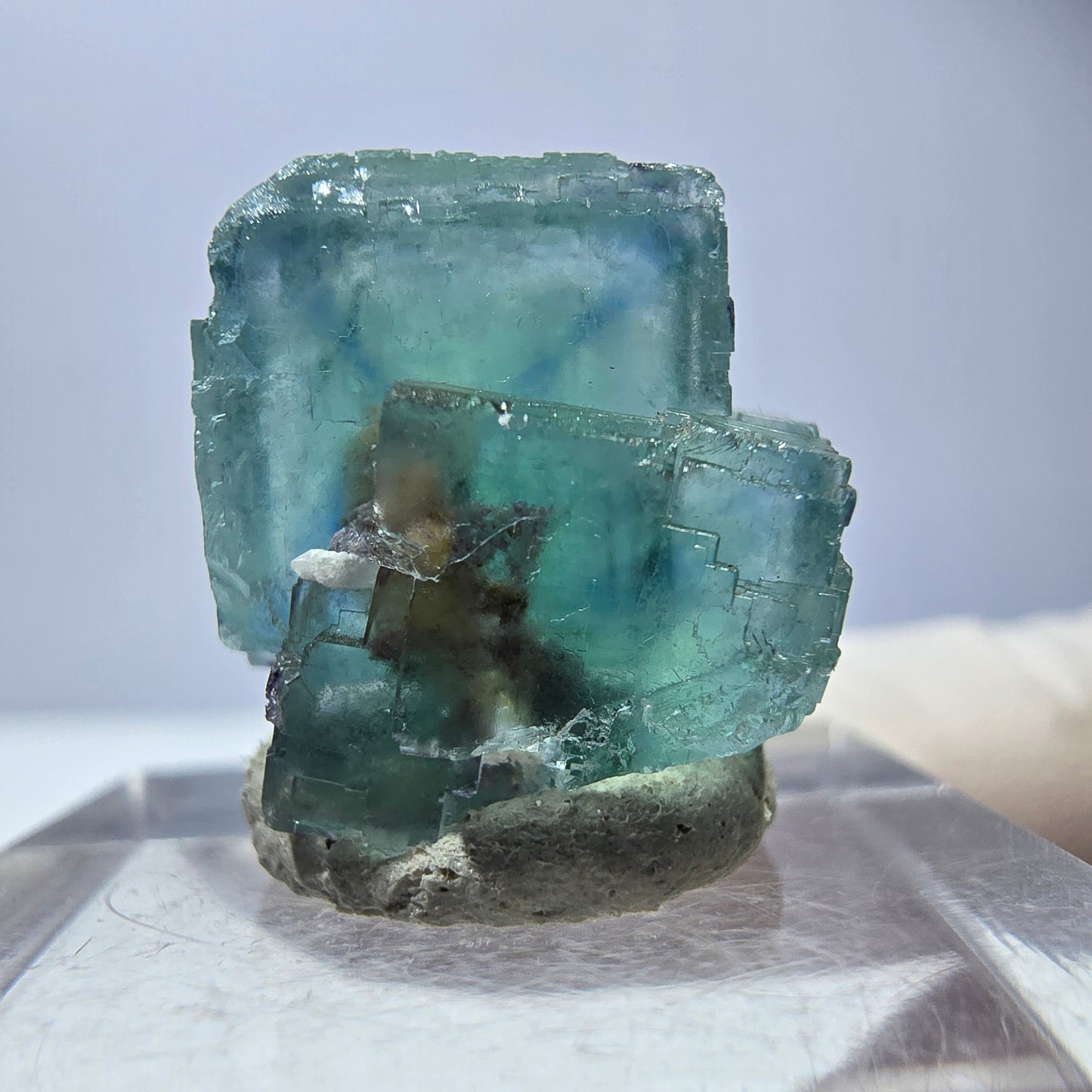 Spécimen de cube de fluorite fantôme, vert parqueté Okorusu, Namibie 16*16*16mm 