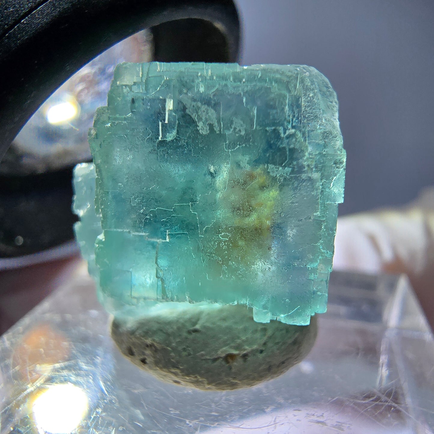 Spécimen de cube de fluorite fantôme, vert parqueté Okorusu, Namibie 16*16*16mm 