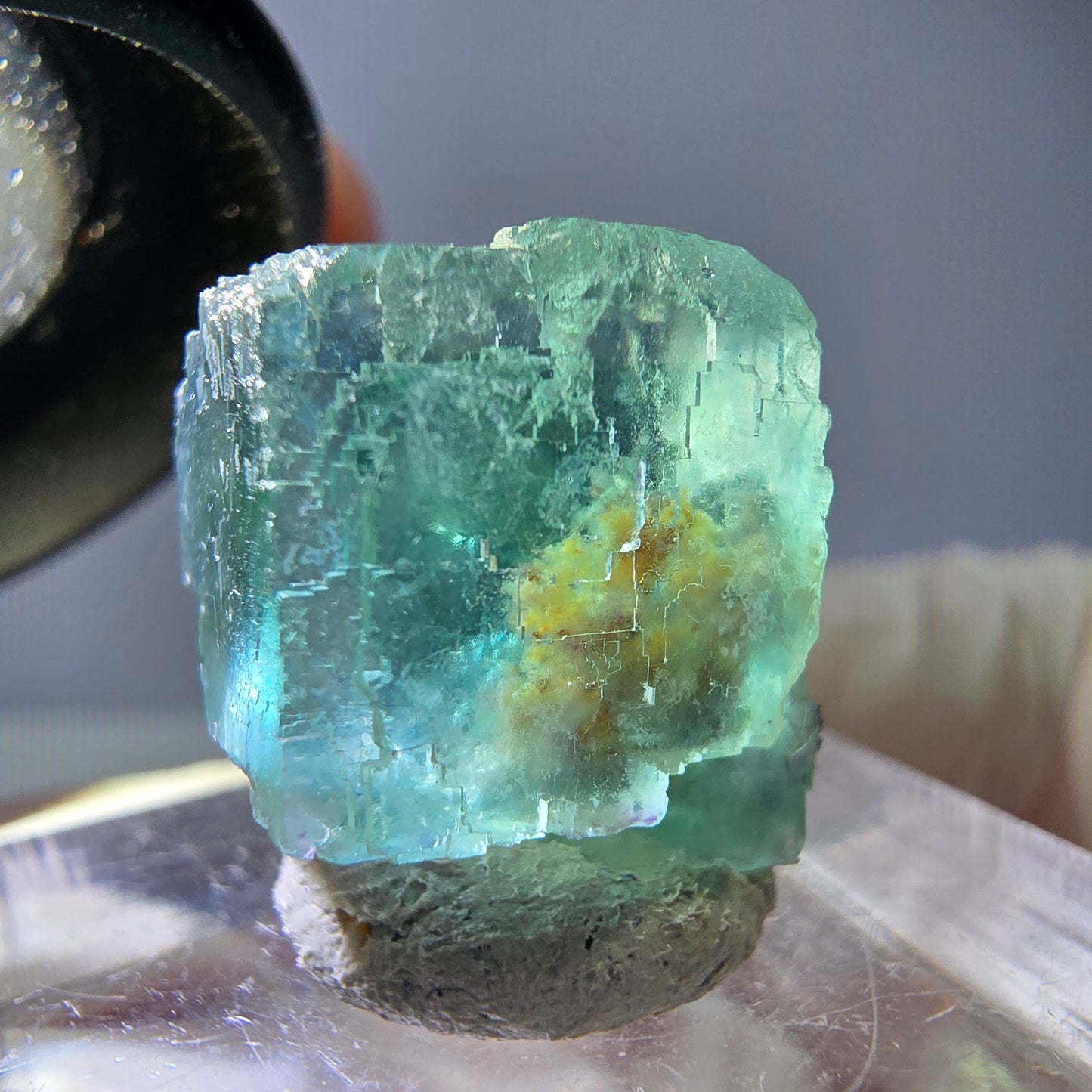 Spécimen de cube de fluorite fantôme, vert parqueté Okorusu, Namibie 16*16*16mm 