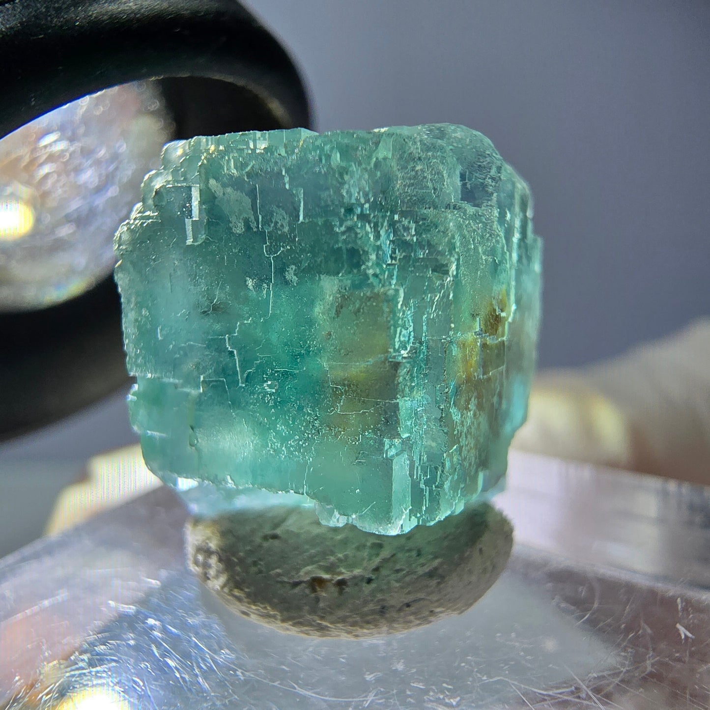 Spécimen de cube de fluorite fantôme, vert parqueté Okorusu, Namibie 16*16*16mm 