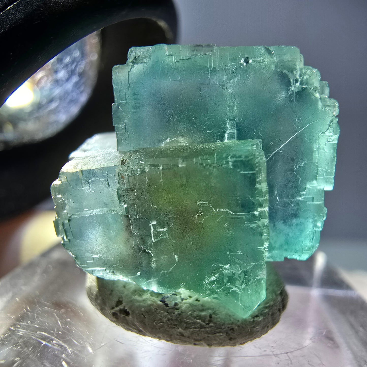 Spécimen de cube de fluorite fantôme, vert parqueté Okorusu, Namibie 16*16*16mm 