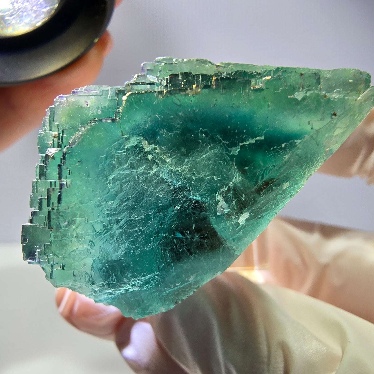 Spécimen de cube de fluorite fantôme, vert parqueté Okorusu, Namibie 44*33*26 mm 