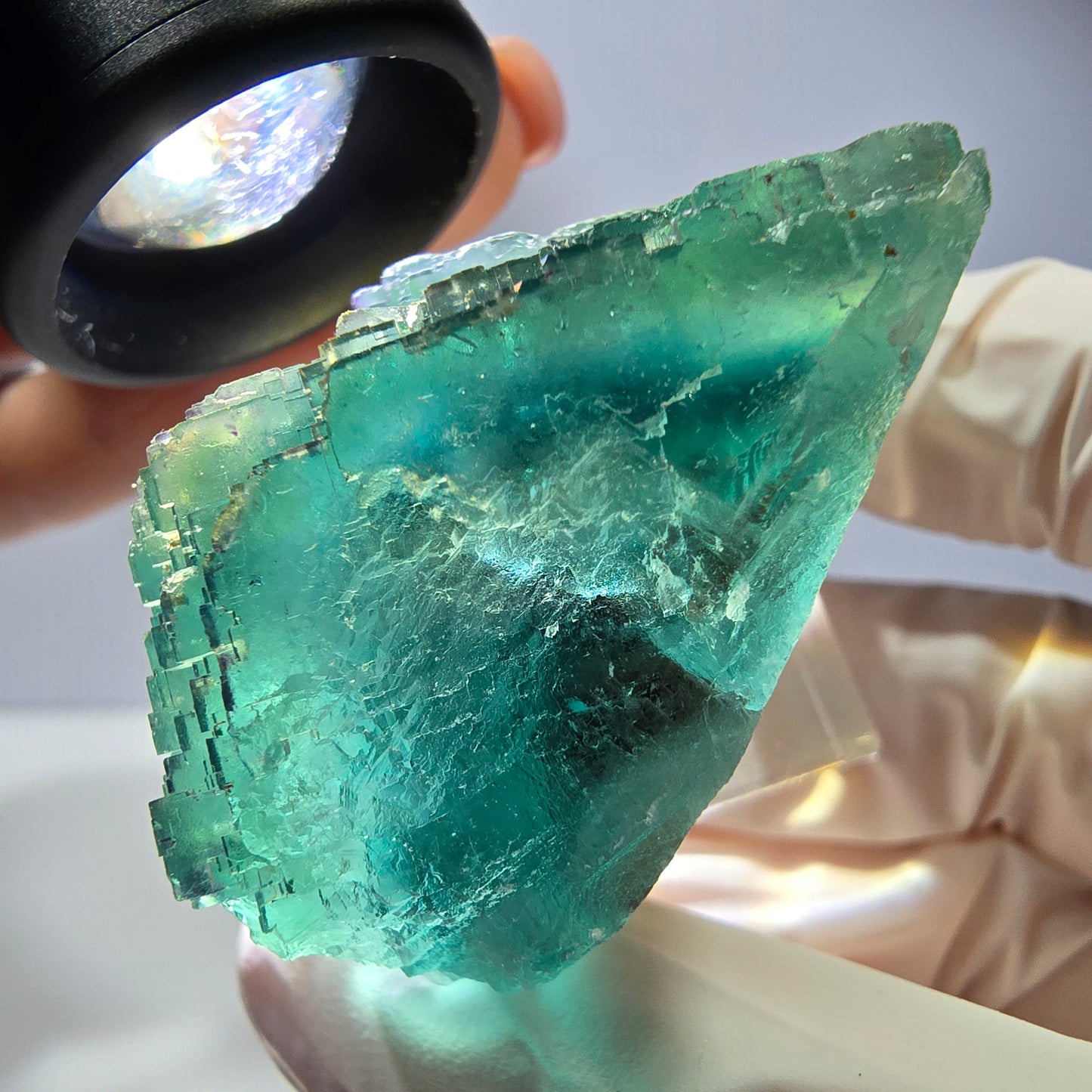 Spécimen de cube de fluorite fantôme, vert parqueté Okorusu, Namibie 44*33*26 mm 
