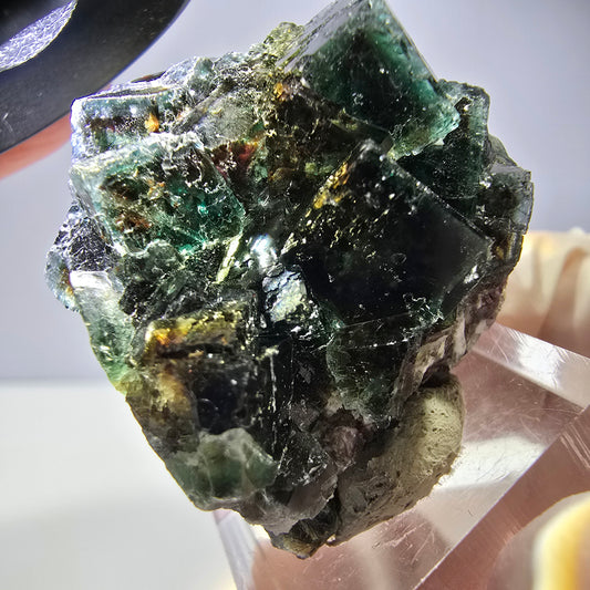 Spécimen de cube de fluorite fantôme, vert parqueté Okorusu, Namibie 36*35*21 mm 