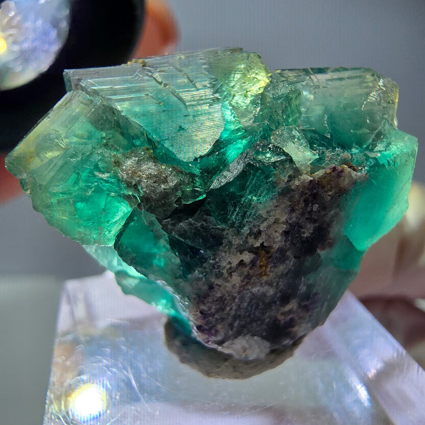 Spécimen de cube de fluorite fantôme, vert parqueté Okorusu, Namibie 29*24*17mm 