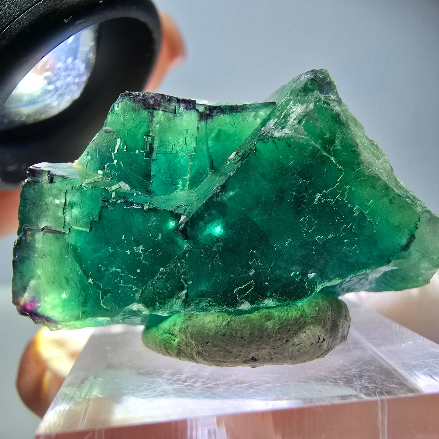 Spécimen de cube de fluorite fantôme, vert parqueté Okorusu, Namibie 36*21*17mm 