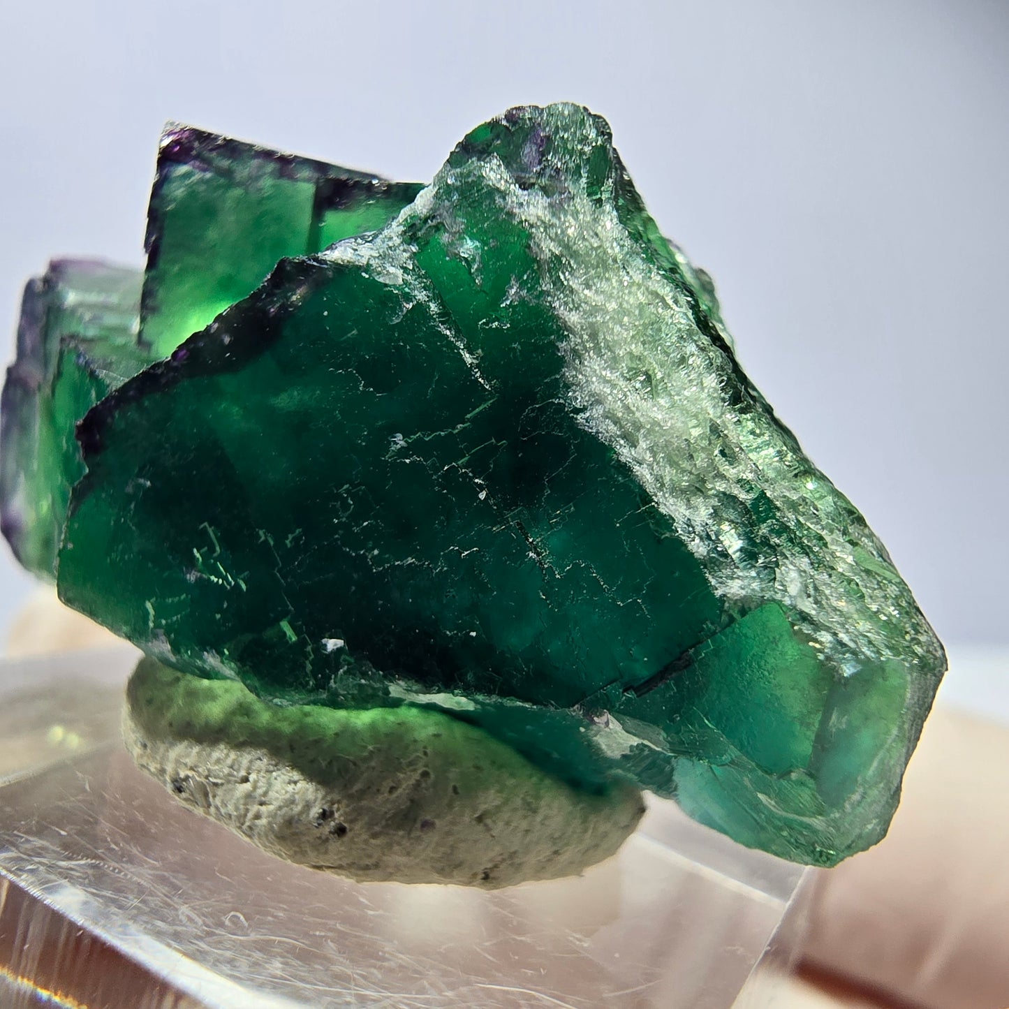 Spécimen de cube de fluorite fantôme, vert parqueté Okorusu, Namibie 36*21*17mm 