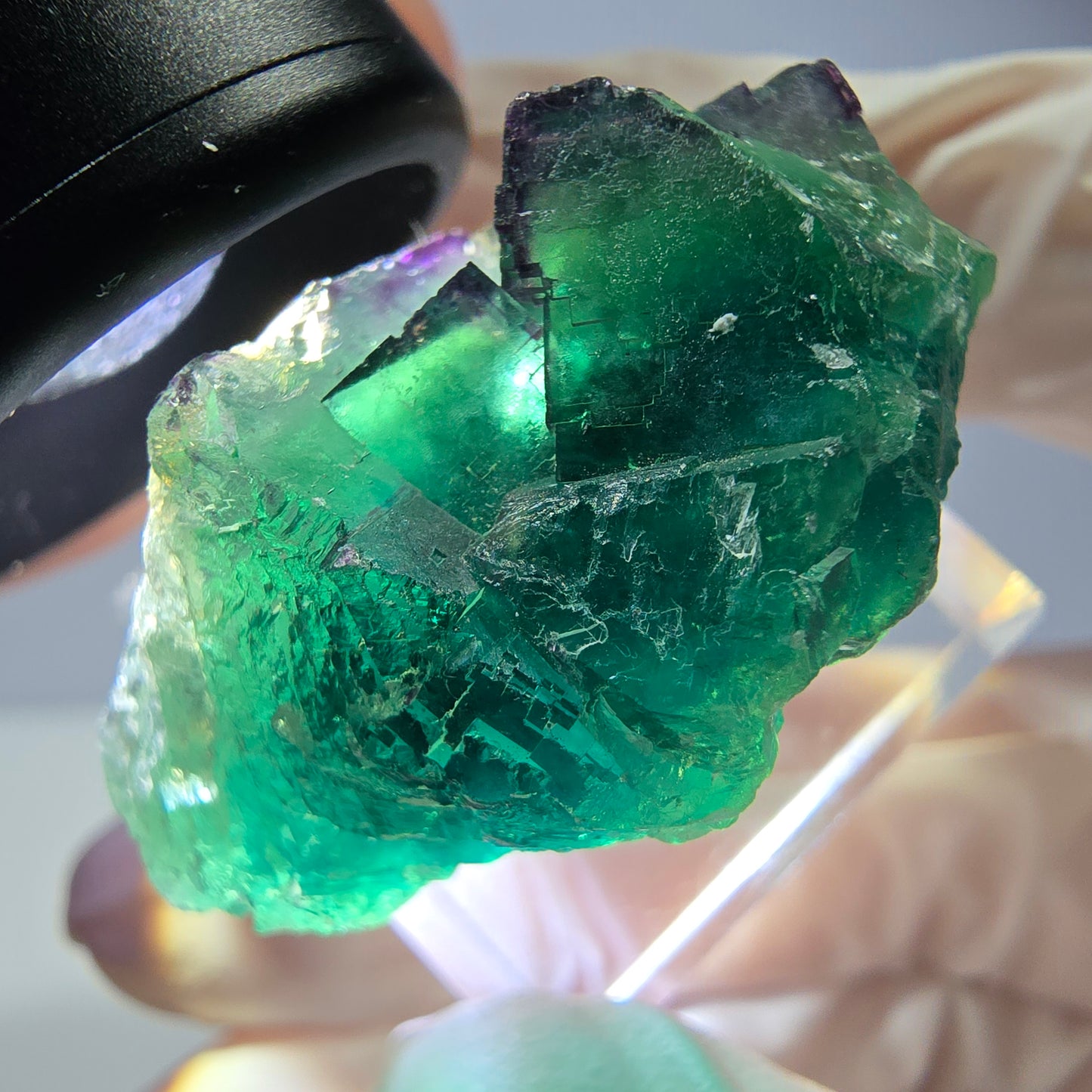 Spécimen de cube de fluorite fantôme, vert parqueté Okorusu, Namibie 36*21*17mm 