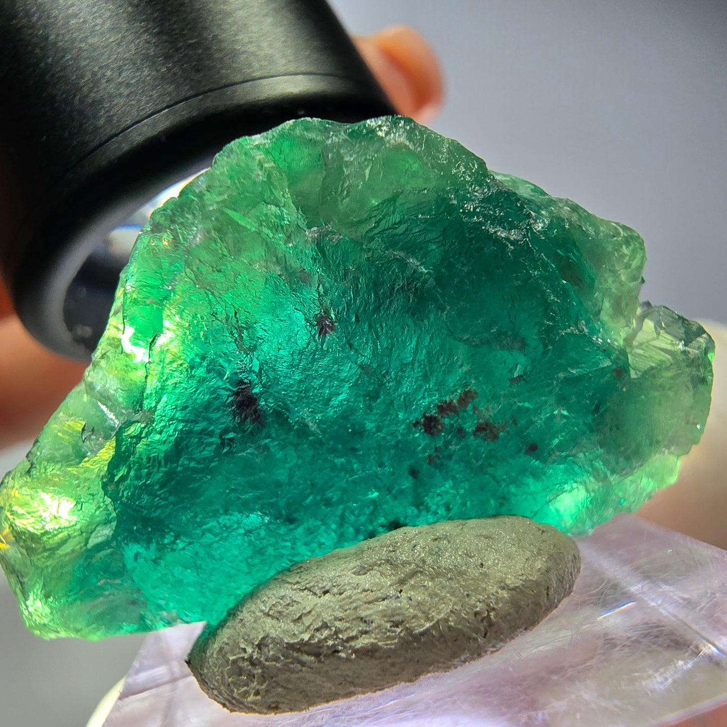 Spécimen de cube de fluorite fantôme, vert parqueté Okorusu, Namibie 36*21*17mm 
