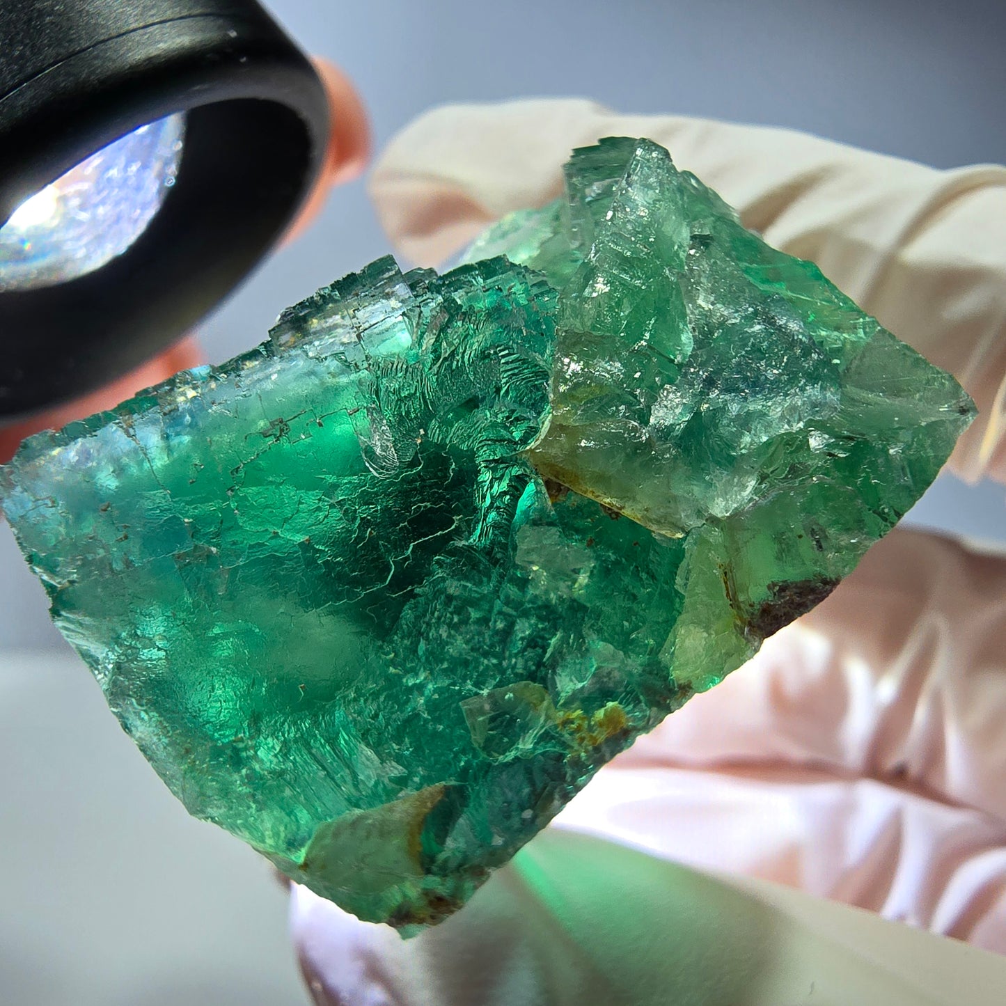 Spécimen de cube de fluorite fantôme, vert parqueté Okorusu, Namibie 34*28*23mm 