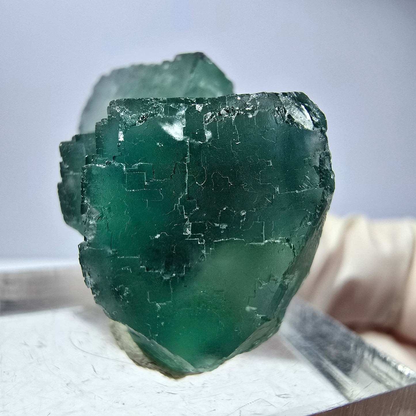 Spécimen de cube de fluorite fantôme, vert parqueté Okorusu, Namibie 31*23*19mm 