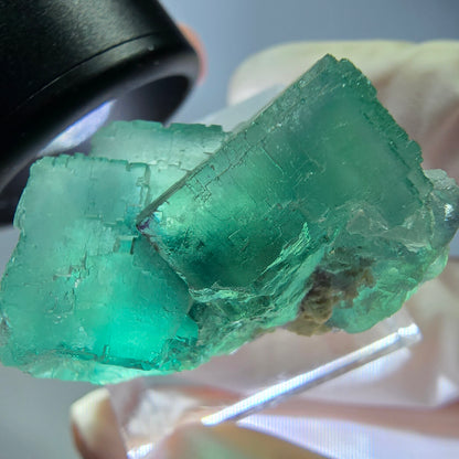 Spécimen de cube de fluorite fantôme, vert parqueté Okorusu, Namibie 31*23*19mm 