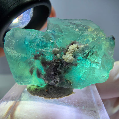 Spécimen de cube de fluorite fantôme, vert parqueté Okorusu, Namibie 31*23*19mm 