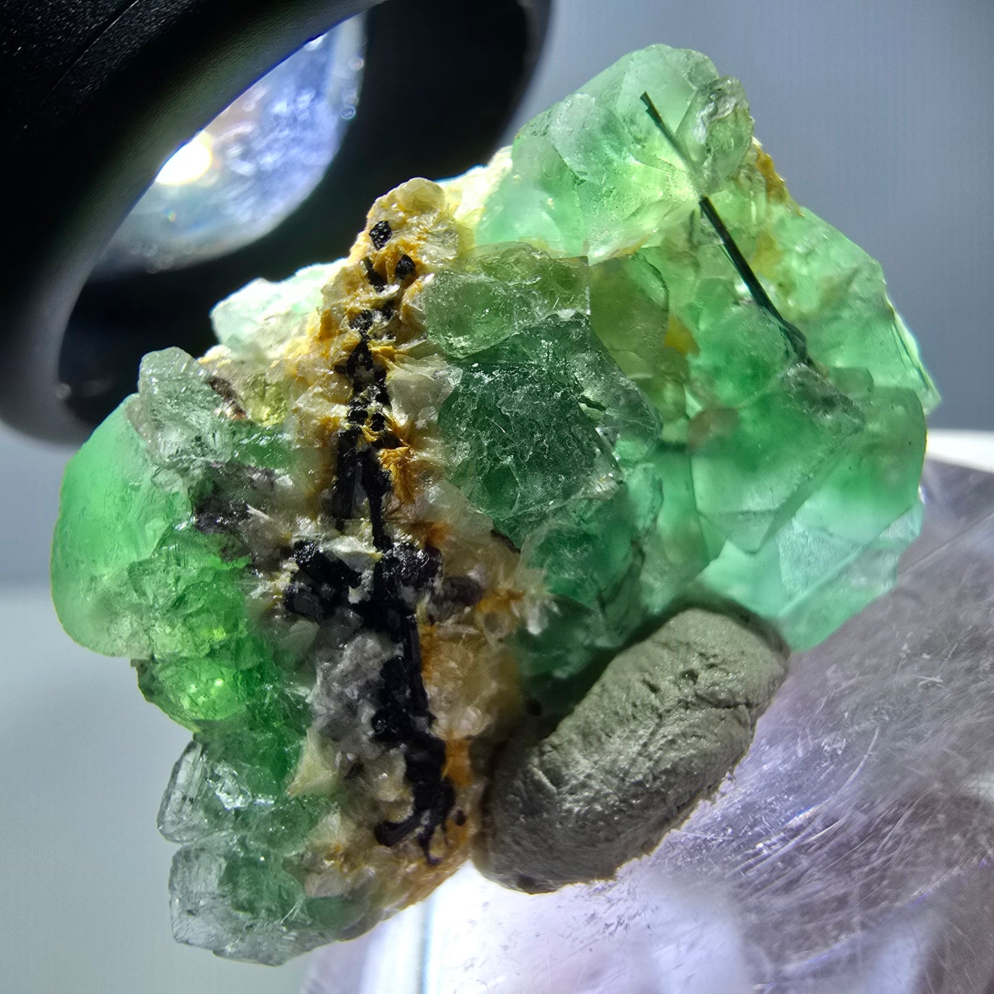 Phantom Fluorit, Schörl Turmalin Stufe, grün Erongo, Namibia 28*20*14mm
