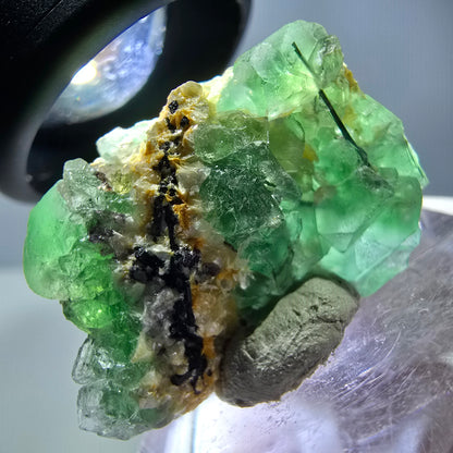 Phantom Fluorit, Schörl Turmalin Stufe, grün Erongo, Namibia 28*20*14mm