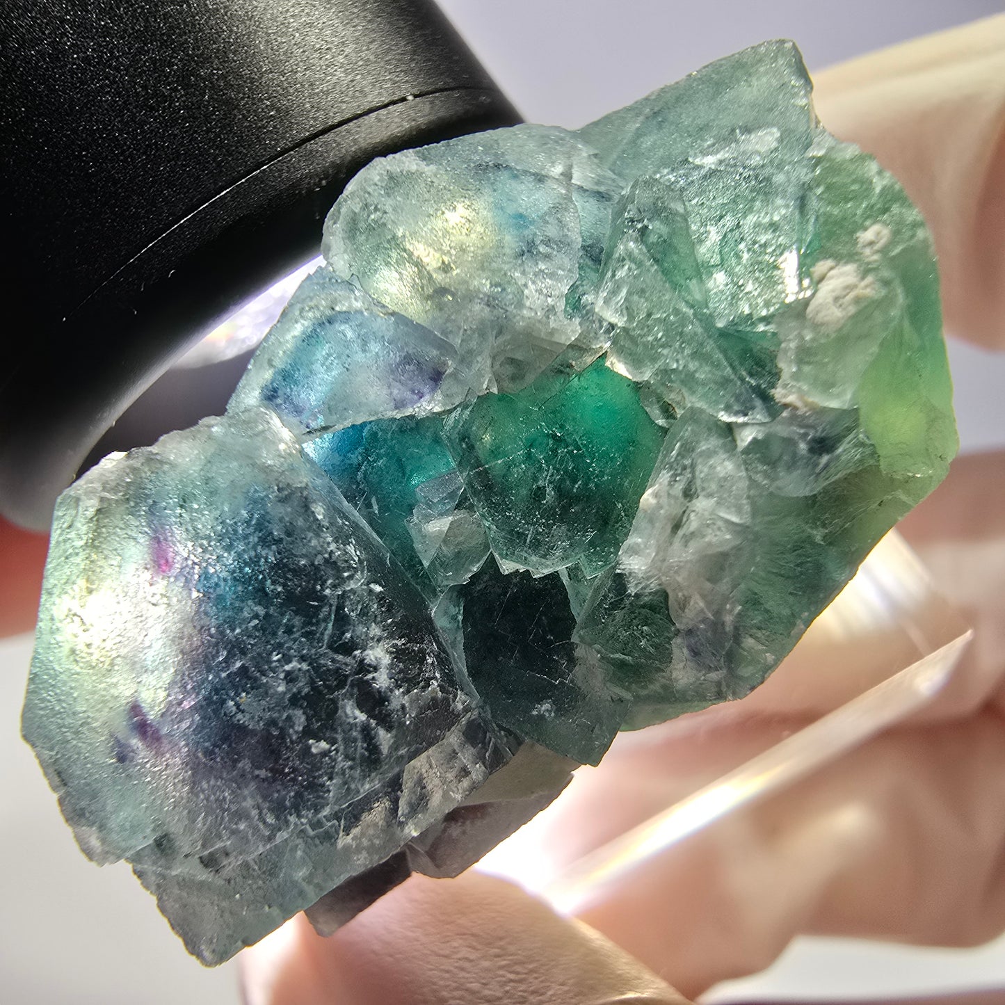 Spécimen de cube de fluorite fantôme, vert parqueté Okorusu, Namibie 33*29*20mm 